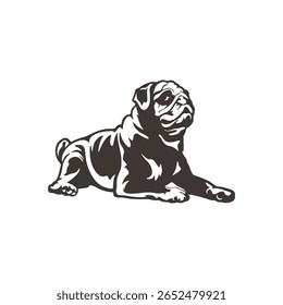 Pug Dog logotipo design vetor. Silhueta Pug Dog modelo ilustração. Símbolo de ícone