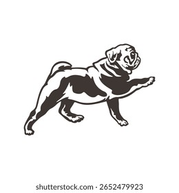 Pug Dog logotipo design vetor. Silhueta Pug Dog modelo ilustração. Símbolo de ícone