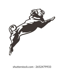 Pug Dog logotipo design vetor. Silhueta Pug Dog modelo ilustração. Símbolo de ícone