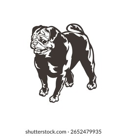 Pug Dog logotipo design vetor. Silhueta Pug Dog modelo ilustração. Símbolo de ícone