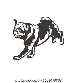 Pug Dog logotipo design vetor. Silhueta Pug Dog modelo ilustração. Símbolo de ícone