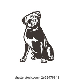 Pug Dog logotipo design vetor. Silhueta Pug Dog modelo ilustração. Símbolo de ícone