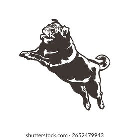 Pug Dog logotipo design vetor. Silhueta Pug Dog modelo ilustração. Símbolo de ícone