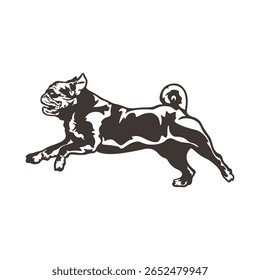 Pug Dog logotipo design vetor. Silhueta Pug Dog modelo ilustração. Símbolo de ícone