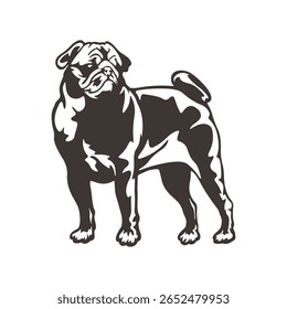 Pug Dog logotipo design vetor. Silhueta Pug Dog modelo ilustração. Símbolo de ícone