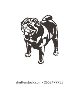 Pug Dog logotipo design vetor. Silhueta Pug Dog modelo ilustração. Símbolo de ícone