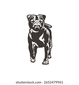 Pug Dog logotipo design vetor. Silhueta Pug Dog modelo ilustração. Símbolo de ícone
