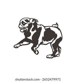 Pug Dog logotipo design vetor. Silhueta Pug Dog modelo ilustração. Símbolo de ícone