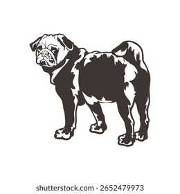 Pug Dog logotipo design vetor. Silhueta Pug Dog modelo ilustração. Símbolo de ícone