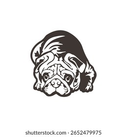 Pug Dog logotipo design vetor. Silhueta Pug Dog modelo ilustração. Símbolo de ícone
