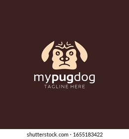 Material vectorial de la Idea del logotipo del perro pug