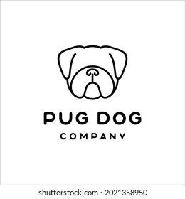 Pug-Hund-Logo mit minimalistischem Liniendesign