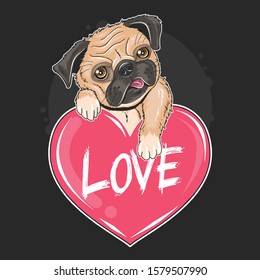 PUG DOG LOVER VALENTINE PUPPY ARTWORK VECTOR