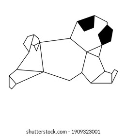 Pug dog low polygon geometric style vector. Contour for tattoo, logo, emblem and design element.