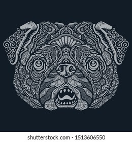 Pug Dog Mandala Ethnic Style Vintage