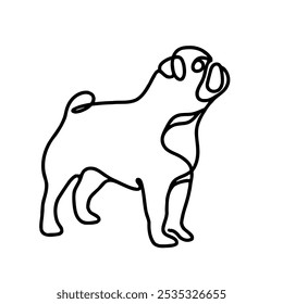 Pug Dog One line drawing