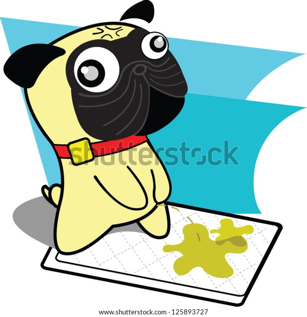 Pug Dog Peeing On Pad Stock Vector (Royalty Free) 125893727 Shutterstock