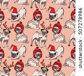 Pug dog. Seamless vector pattern (background).