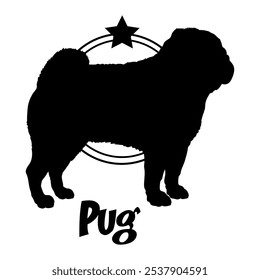 Pug dog silhouette,  dog, dog breeds, logo, vector, silhouette, logo design, animal, illustration, icon, sign, design, black,  symbol, pet