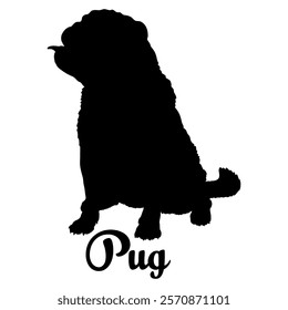 Pug. dog silhouette, dog breeds, logo, vector, silhouette,  animal, illustration, icon, sign, design, black, symbol, pet, love
