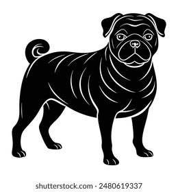  Pug Dog Silhouette vector Art