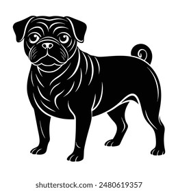  Pug Dog Silhouette vector Art