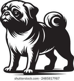 Mops Hund Silhouette Vektorillustration