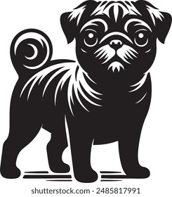 Pug dog silhouette vector illustration