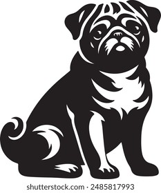 Mops Hund Silhouette Vektorillustration