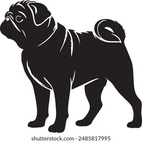 Mops Hund Silhouette Vektorillustration