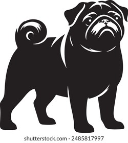 Mops Hund Silhouette Vektorillustration