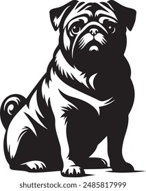 Pug dog silhouette vector illustration