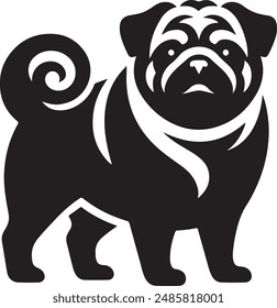 Mops Hund Silhouette Vektorillustration