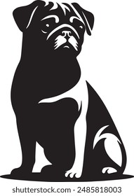 Mops Hund Silhouette Vektorillustration