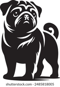 Pug dog silhouette vector illustration