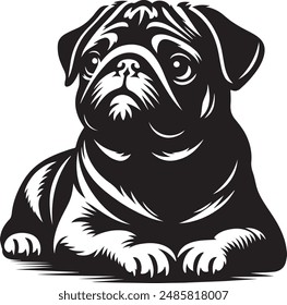 Pug dog silhouette vector illustration