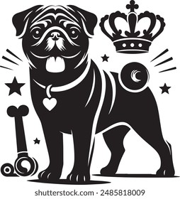 Pug dog silhouette vector illustration