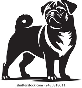 Mops Hund Silhouette Vektorillustration