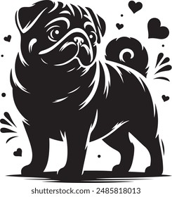 Pug dog silhouette vector illustration