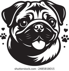 Pug dog silhouette vector illustration