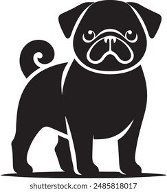 Pug dog silhouette vector illustration