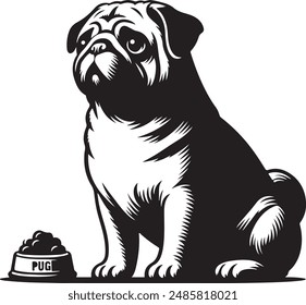 Mops Hund Silhouette Vektorillustration