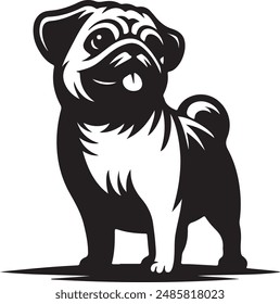 Mops Hund Silhouette Vektorillustration