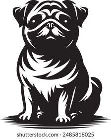 Pug dog silhouette vector illustration