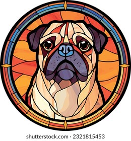 Pug Hund Fester Glaseffekt Vektorgrafik