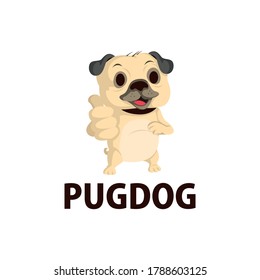 pug dog thump up mascot character logo vector icon illustration