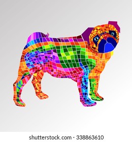 pug dog vector breed illustration purebred animal cartoon graphic