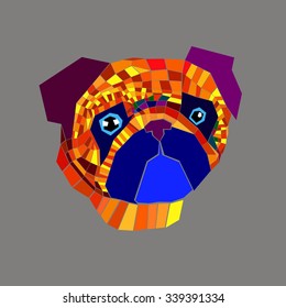 pug dog vector breed illustration purebred animal cartoon graphic