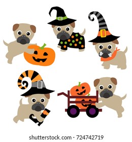 Pug dog vector in Halloween theme.