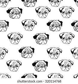 pug dog vector illustration seamless
